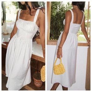 COMMENSE NWT Coastal Cowgirl Corset S Women’s White Maxi Dress Cottage Milkmaid
